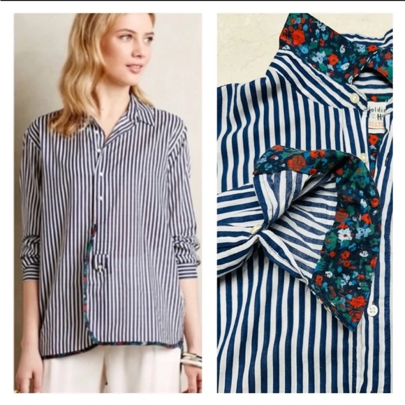 Anthropologie Tops - Anthropologie x Holding Horses Striped Button Front Shirt